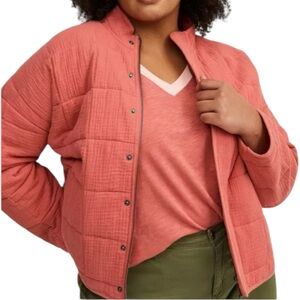 Size 2: Torrid Quilted Drop Shoulder Zip Up Snap Button Jacket
